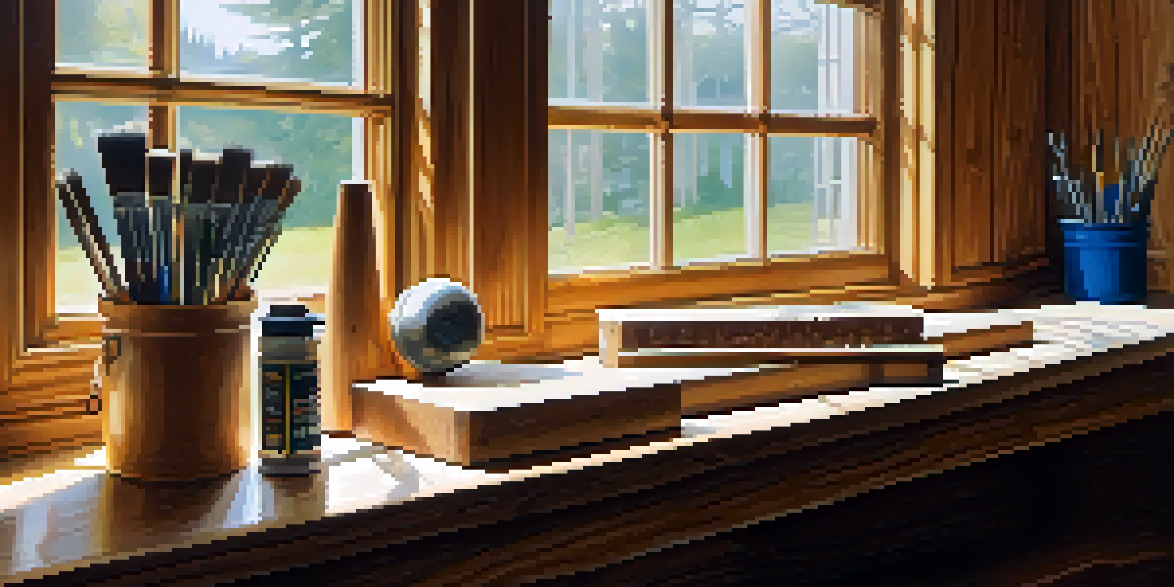 A close-up of a wooden shelf being installed with measuring tools visible, in a well-lit workshop.