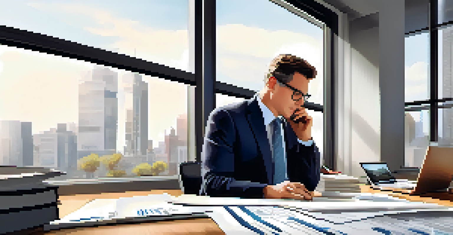 An investor analyzing property appraisal documents in a bright office filled with real estate data.