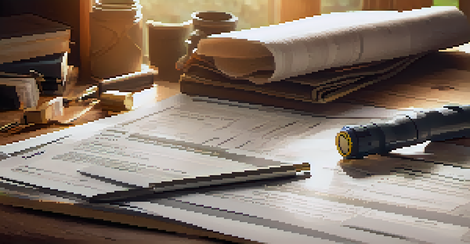 A close-up of a home inspection report on a wooden table, with tools and maintenance documents, highlighting categorized findings.