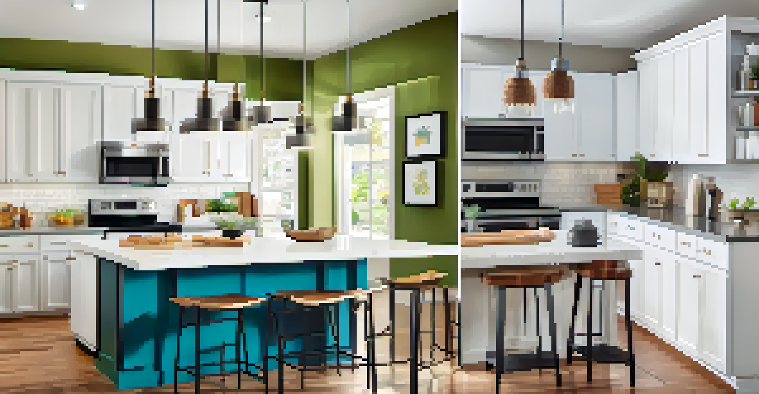 A collage showing before-and-after images of a kitchen renovation, showcasing the transformation from outdated to modern design.