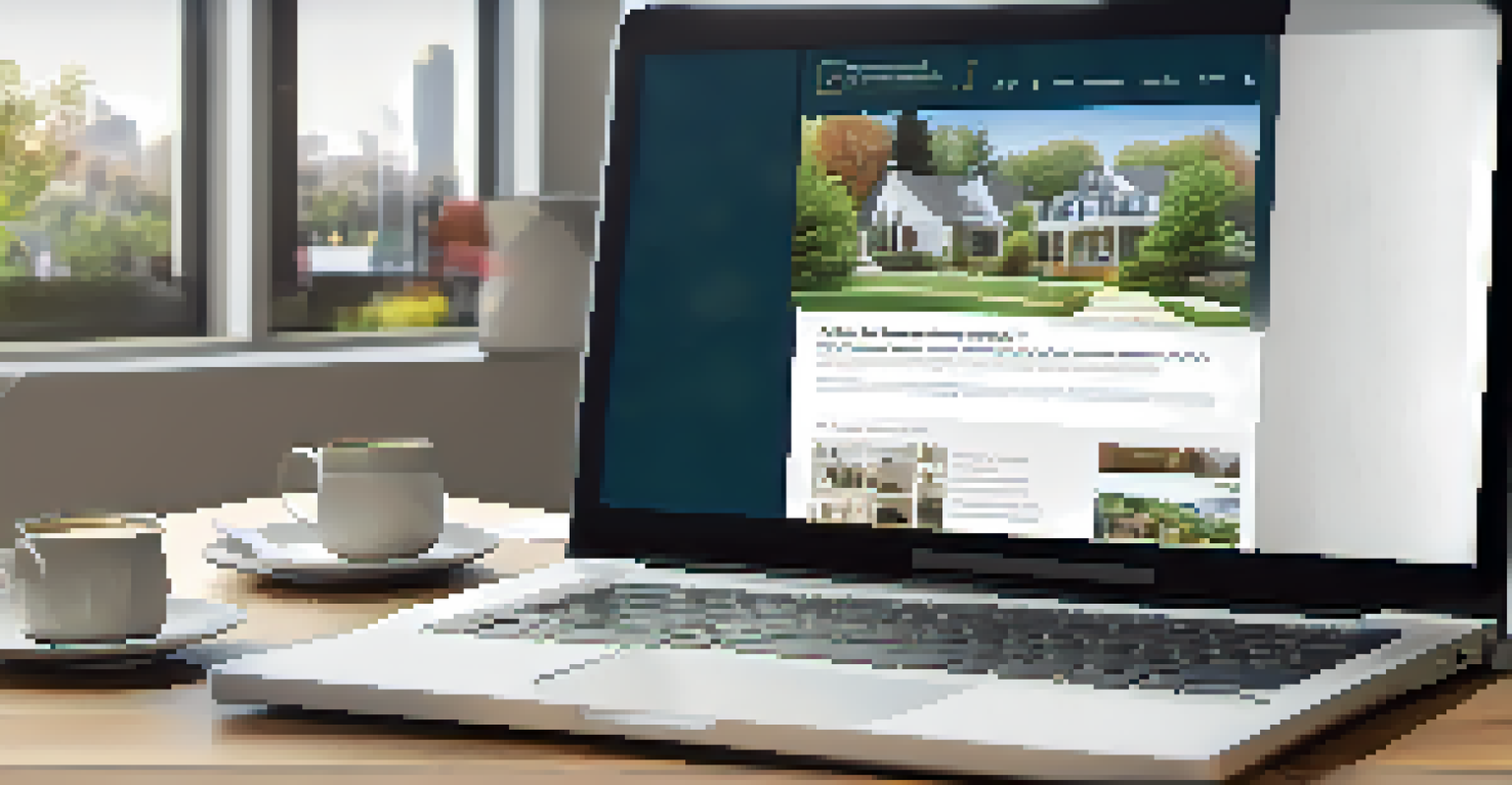 A computer screen showing a real estate crowdfunding platform with properties and potential returns, set in a cozy home office.