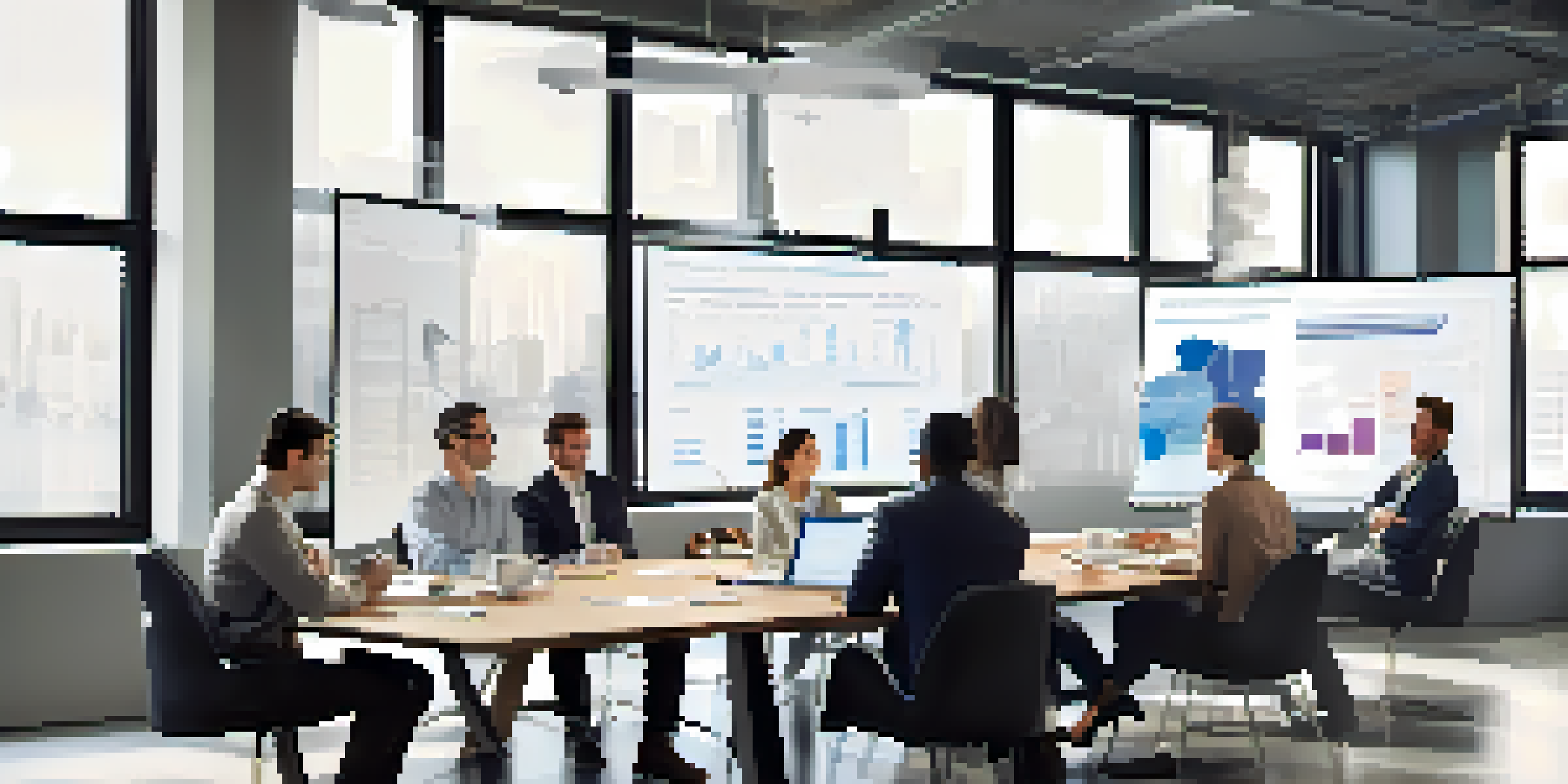 A diverse team of property managers working together in a bright office, discussing a crisis management plan.