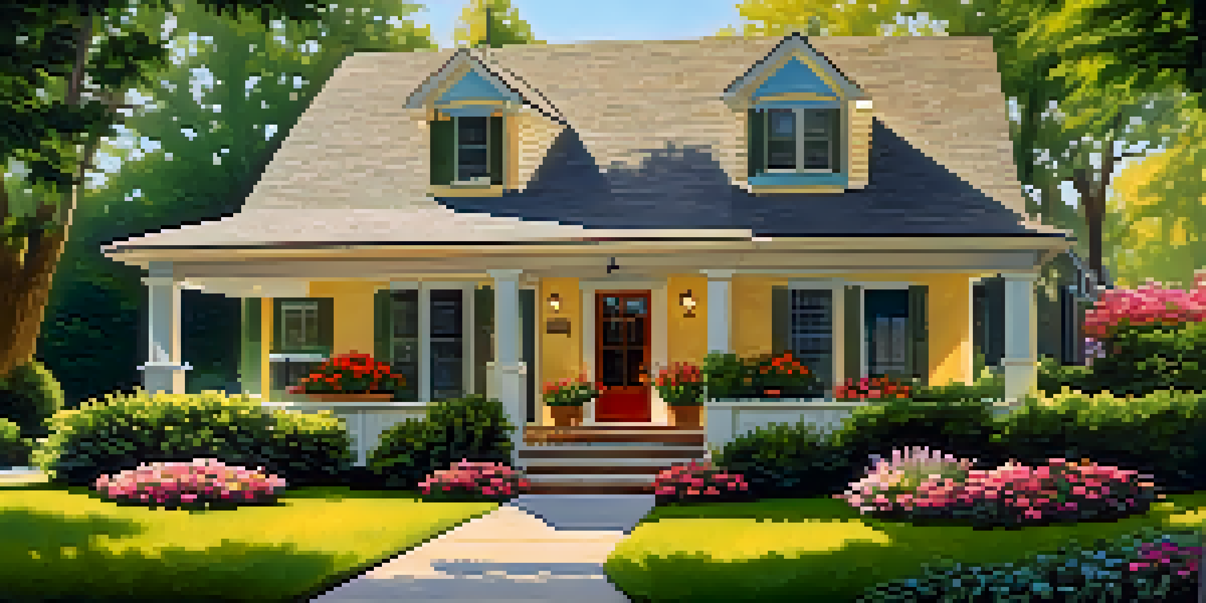 A well-maintained rental property with colorful flowers and a clean entryway in bright afternoon light.