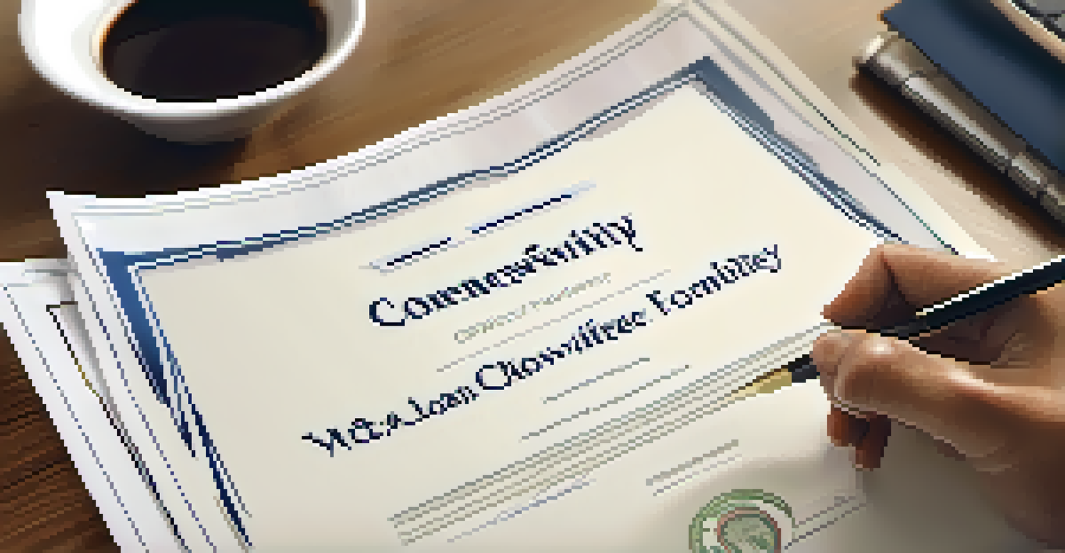 Close-up of hands holding a Certificate of Eligibility for a VA loan on a desk.