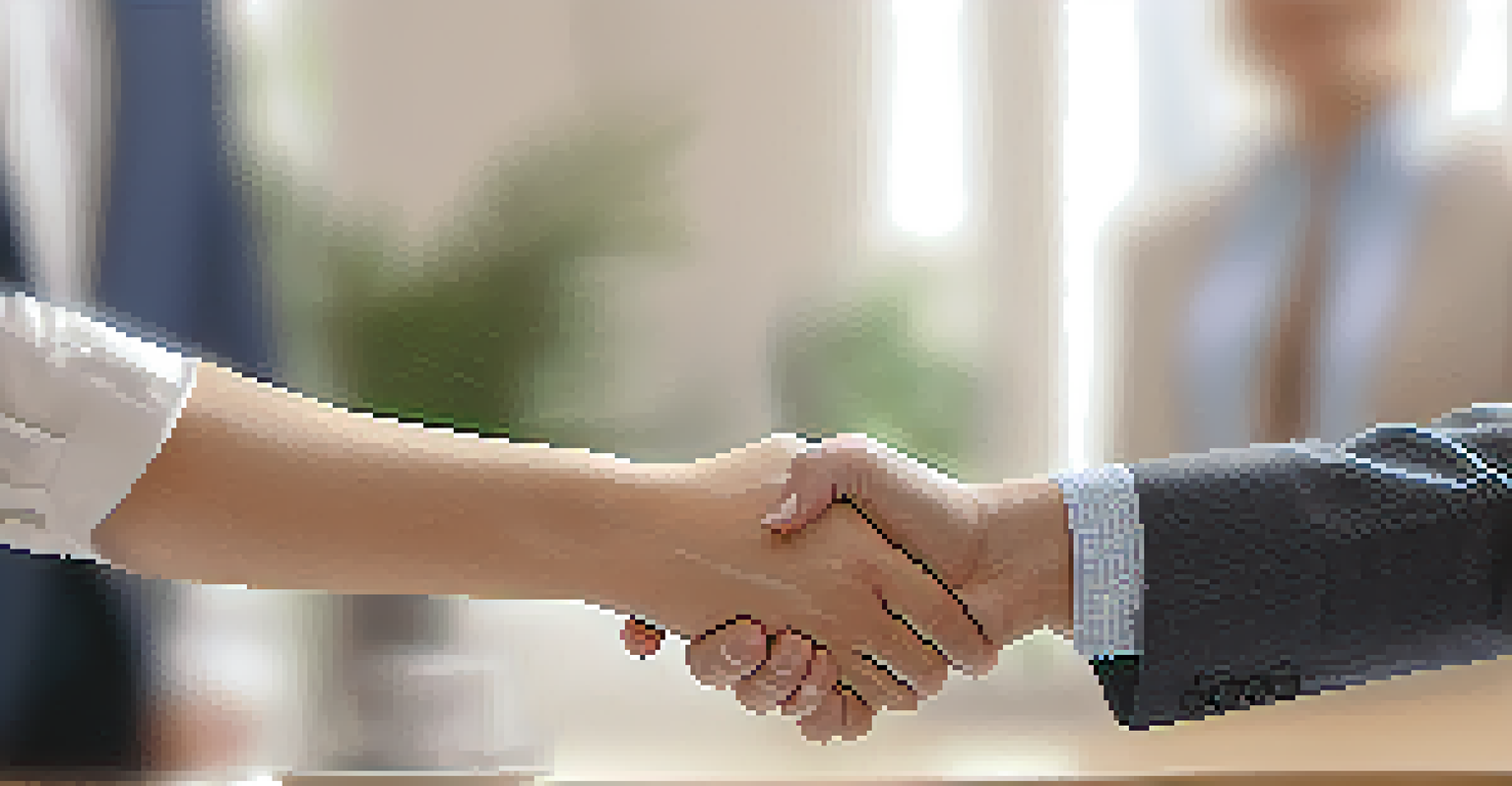 A close-up of a handshake between a real estate agent and a client, symbolizing trust and agreement in a blurred home interior.