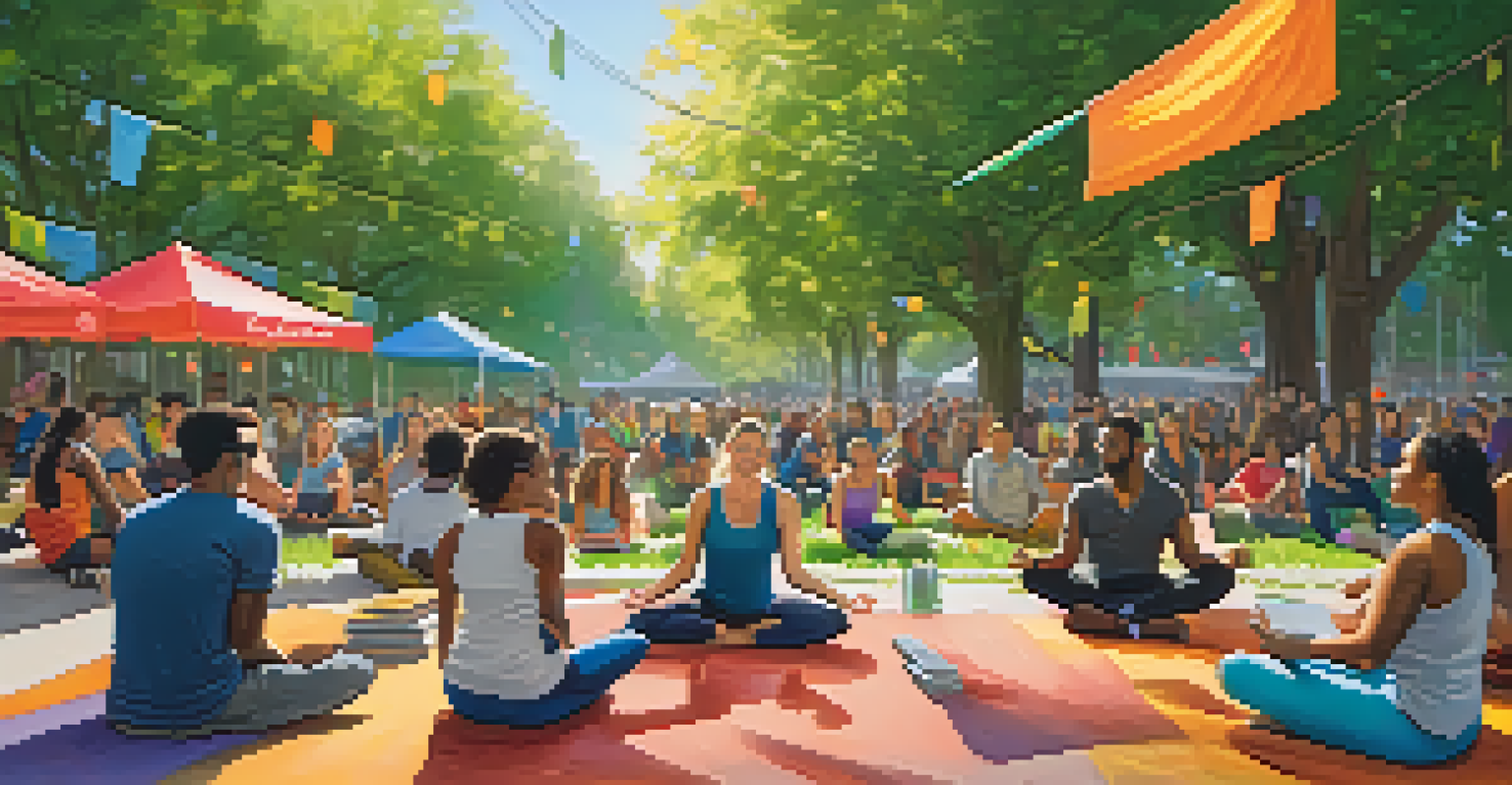 A lively park scene where gig workers gather for a community event, enjoying activities and sharing food.