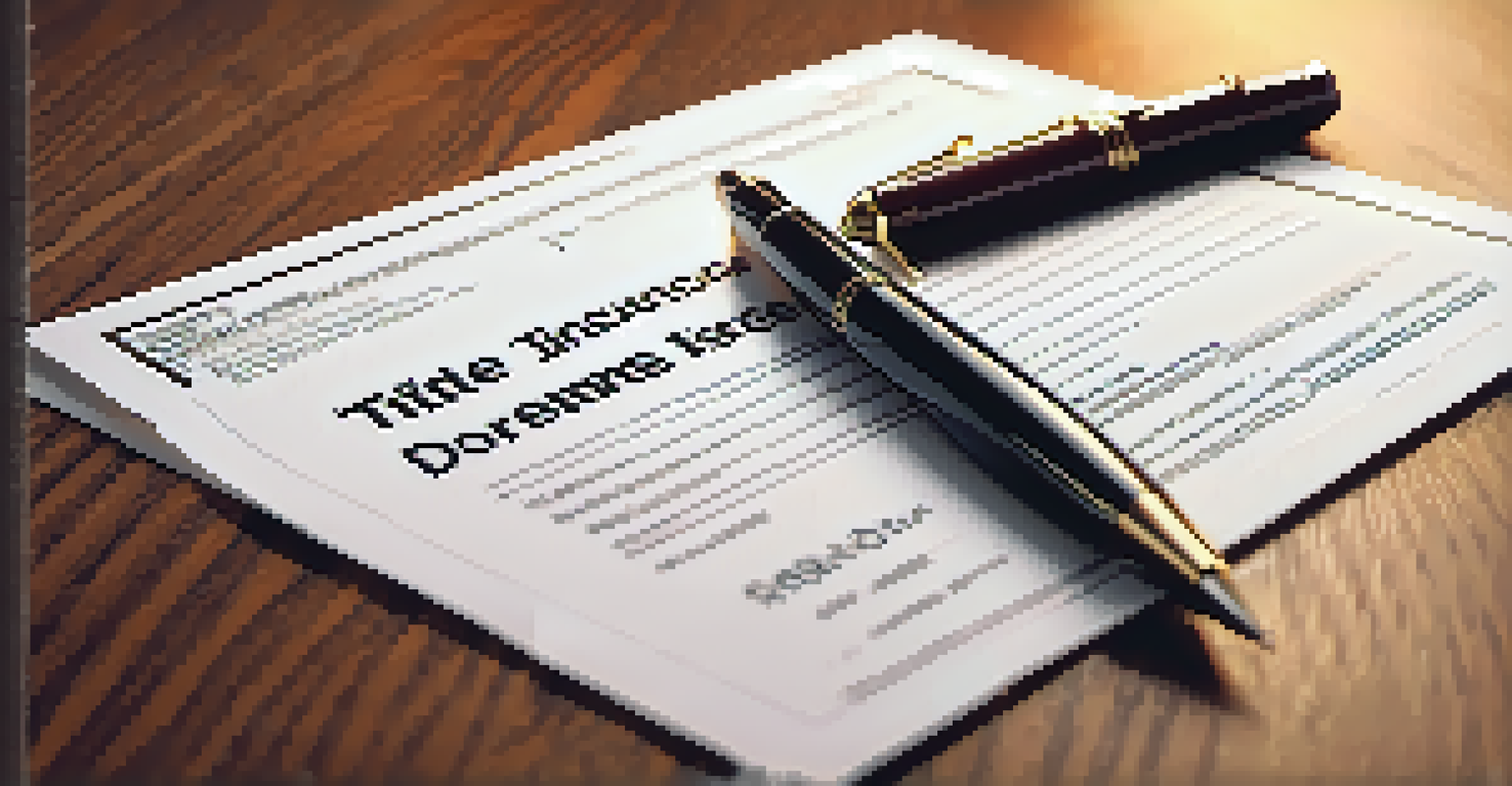 A title insurance document on a polished wooden table with a stylish pen, emphasizing the formality of a real estate transaction.