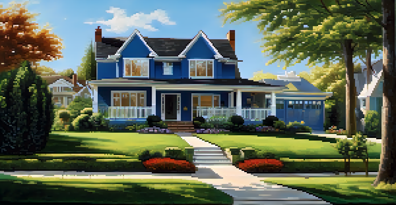 A house with a 'For Sale' sign and a checklist of completed inspection tasks in the foreground, against a backdrop of a well-maintained garden and blue skies.