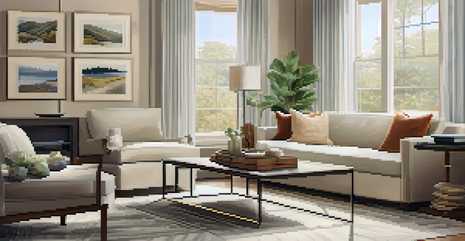 A staged living room with a cozy sofa and natural light, designed to attract potential buyers.