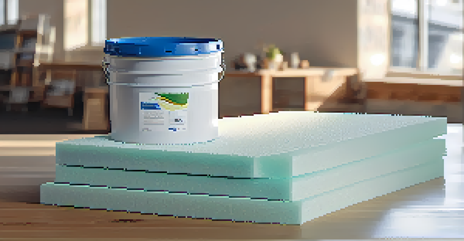A close-up view of energy-efficient insulation materials displayed in a modern workspace, highlighting their textures and quality.