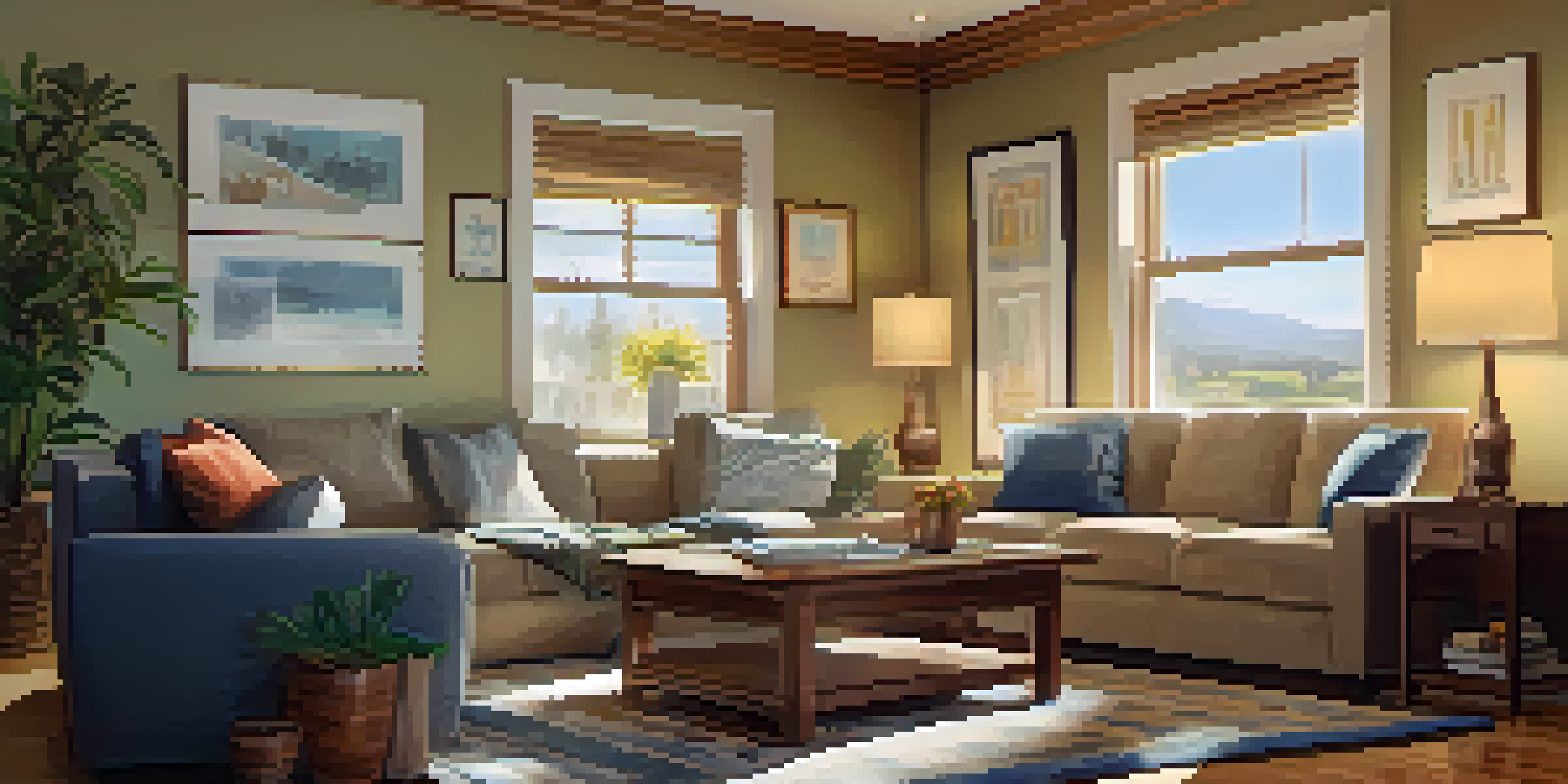 A person reviewing a property inspection report in a bright living room with warm lighting, surrounded by homey decor.