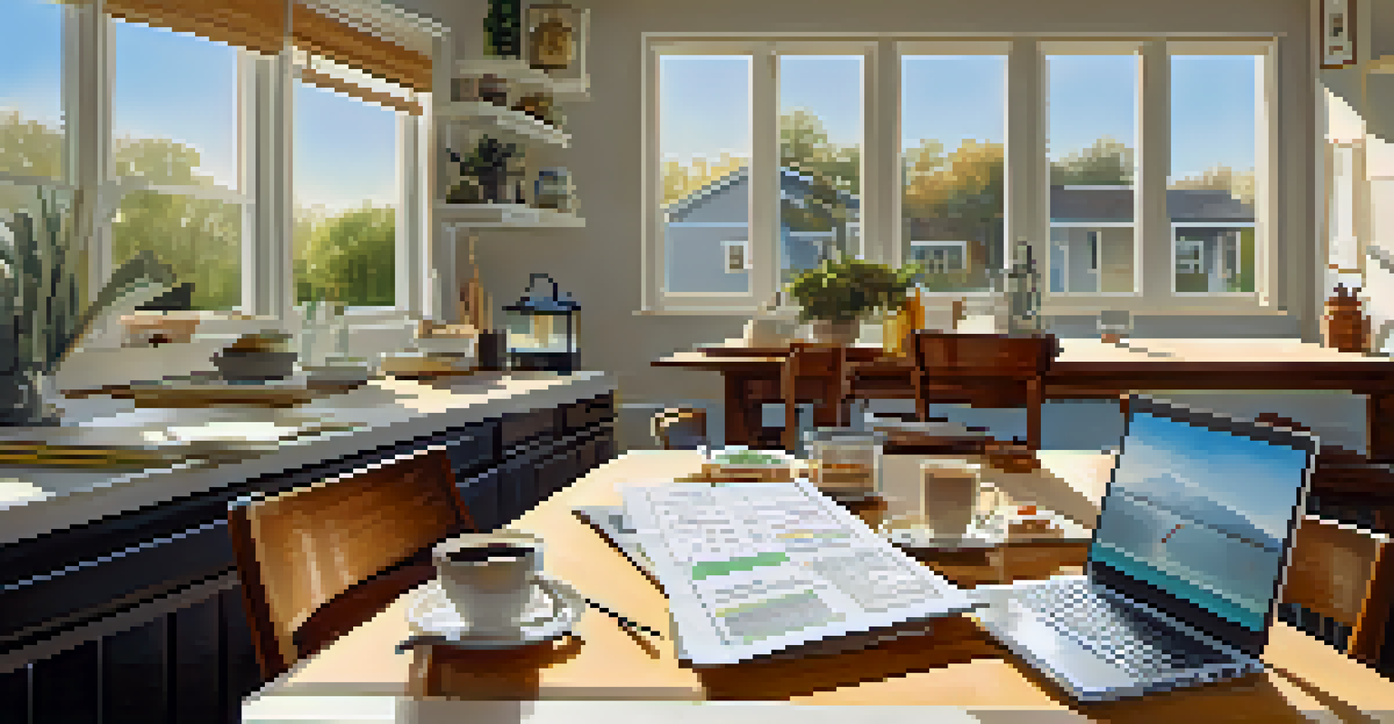 A person working on a home improvement budget with a laptop and notes on a dining table.