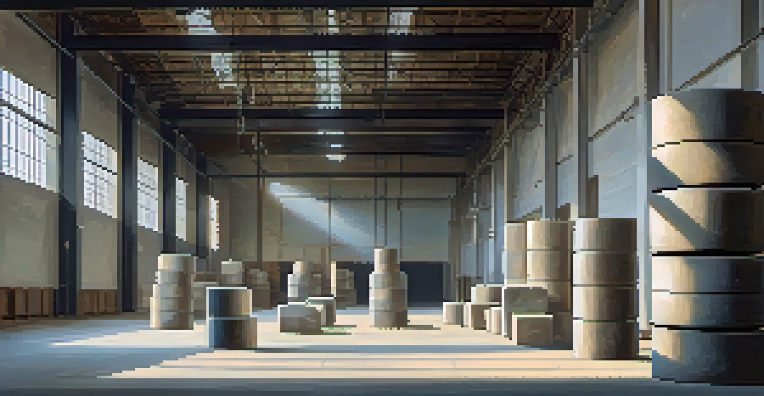 Stacked concrete blocks with a smooth finish and no cracks, illuminated by soft daylight in a warehouse.