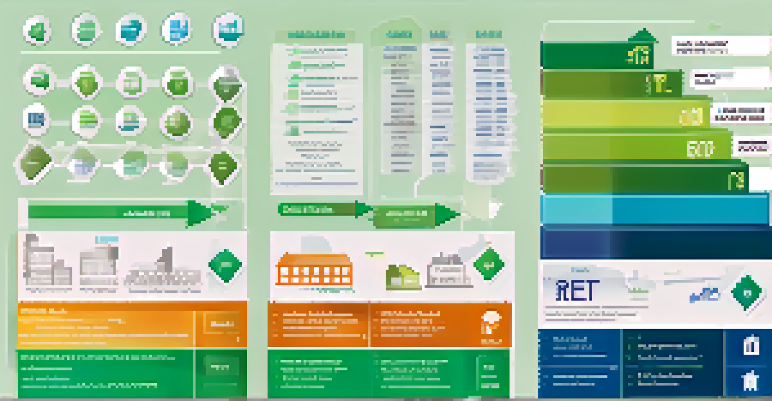 An infographic showing different types of REITs with icons and labels against a gradient background.
