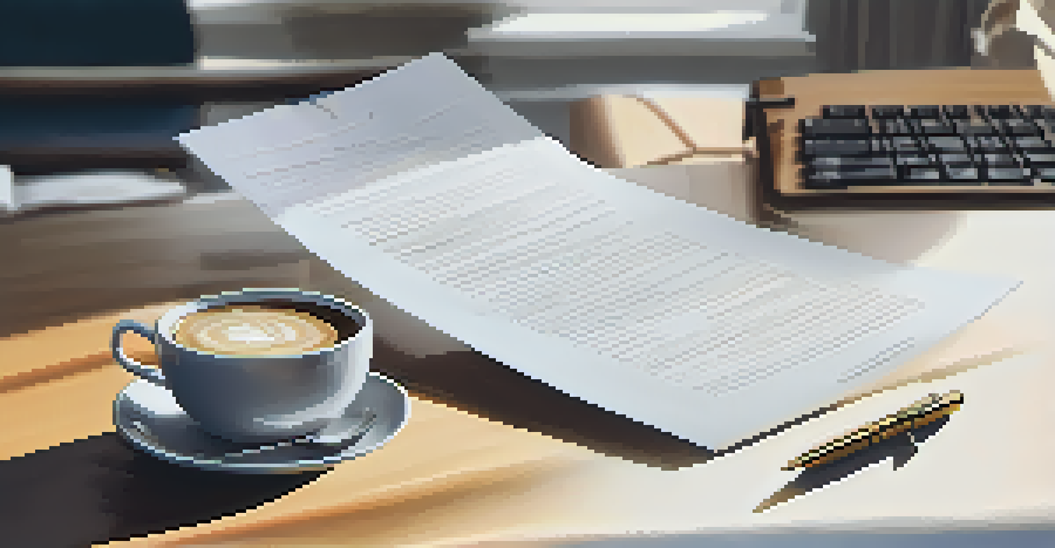 Close-up of a negotiation document with highlighted sections, a pen, and a coffee cup in the background.