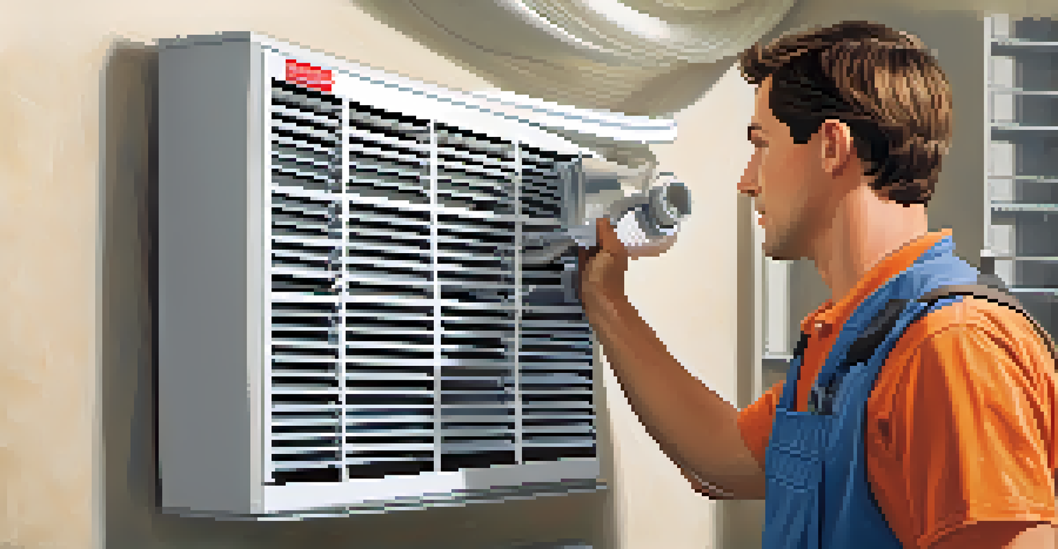 A homeowner holding a clean HVAC filter in a utility room with maintenance tools in the background.