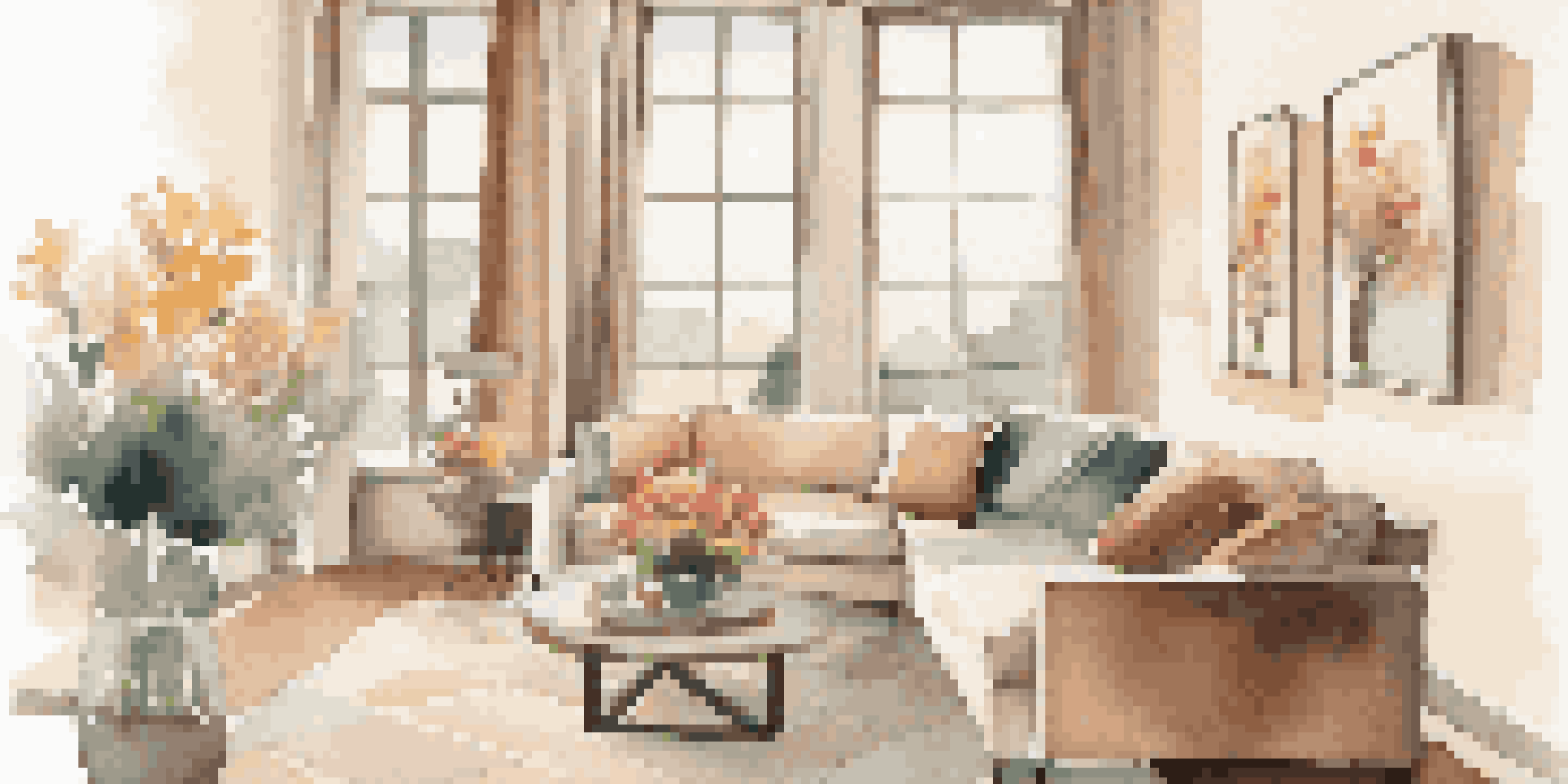 A warm and inviting living room with a modern couch, coffee table, and natural light coming through the window, featuring a home warranty brochure on the table.