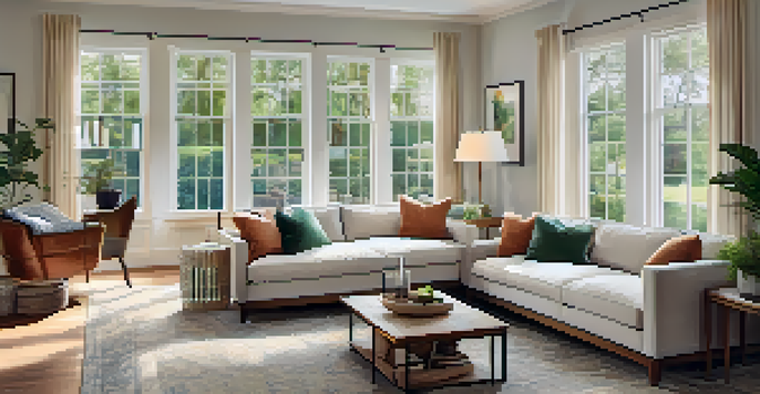 A bright and inviting living room in a multi-generational home, showcasing comfortable furniture and family photos.