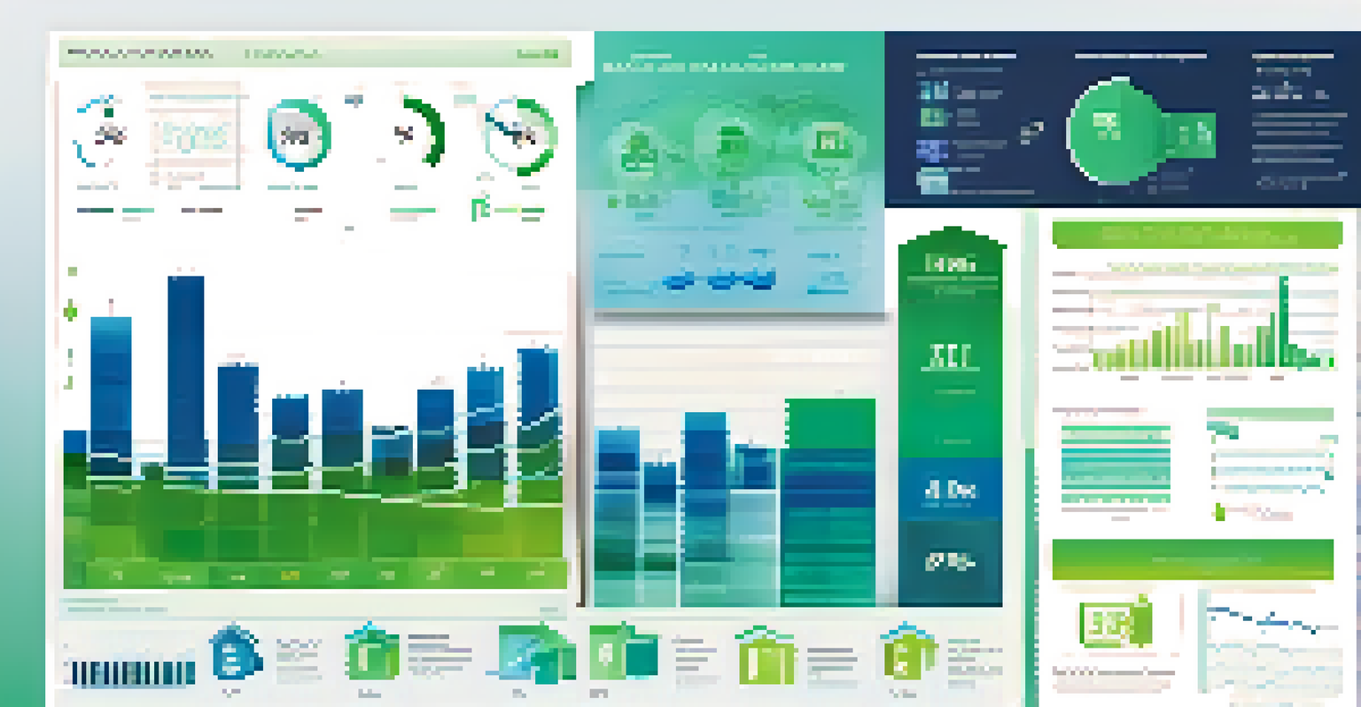 An infographic showing real estate marketing metrics with icons of charts and graphs on a blue and green gradient background.