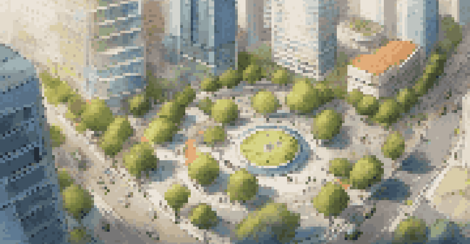 An aerial view of a smart city showcasing organized urban layout and integrated public services.