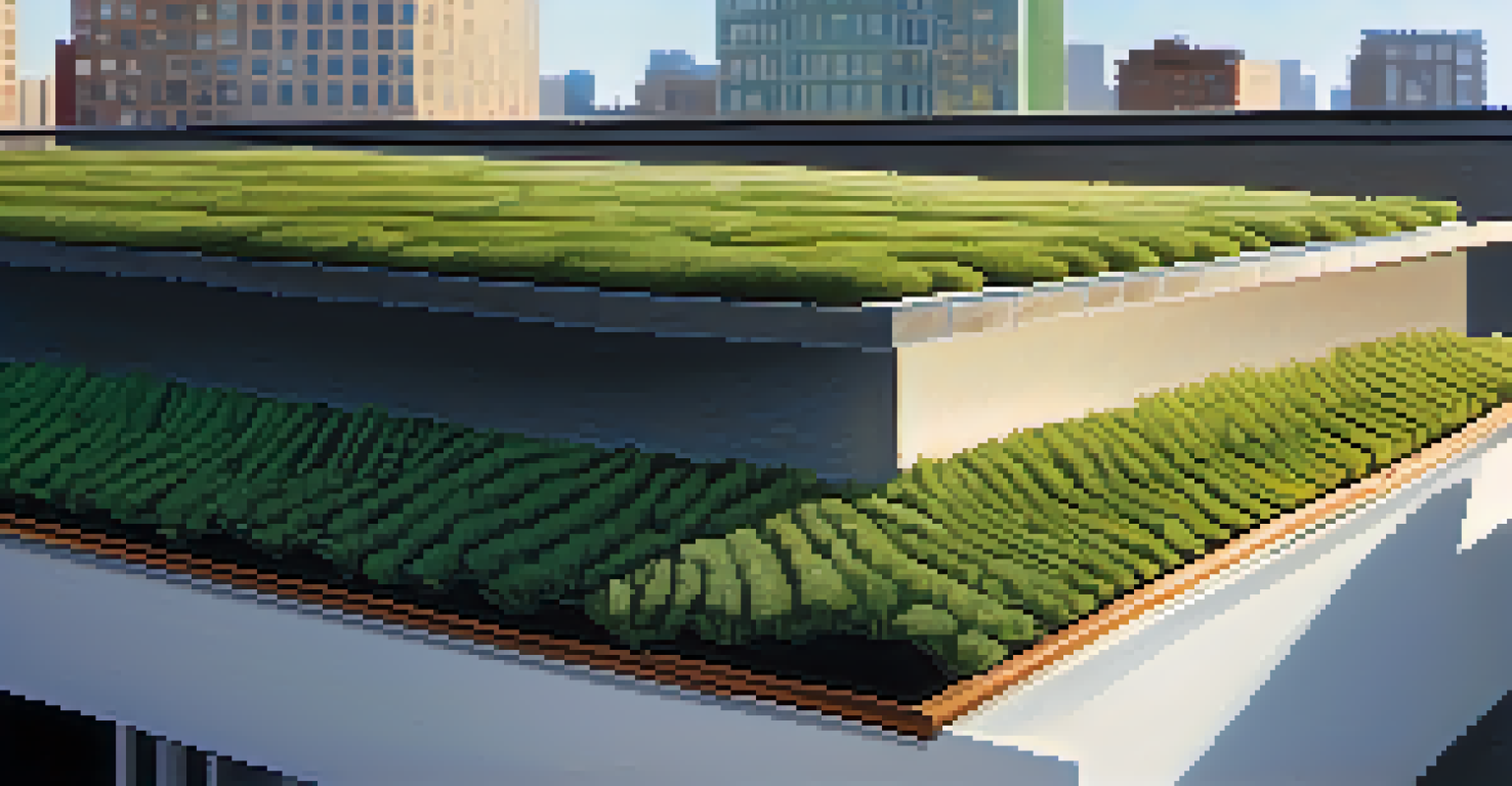 A close-up of the drainage layer and filter fabric of a green roof, highlighting textures and light play.
