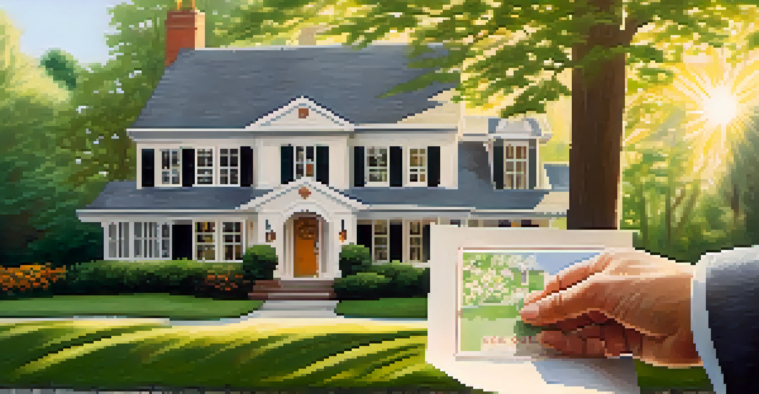 Close-up of a real estate agent holding a 'For Sale' sign in front of a beautiful house.