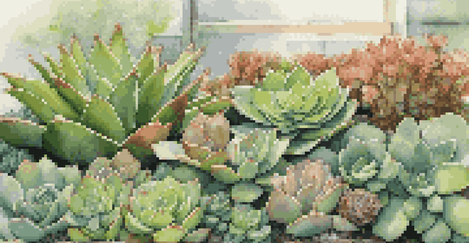 A close-up of a green roof featuring succulents and flowers, with morning dew and sunlight.