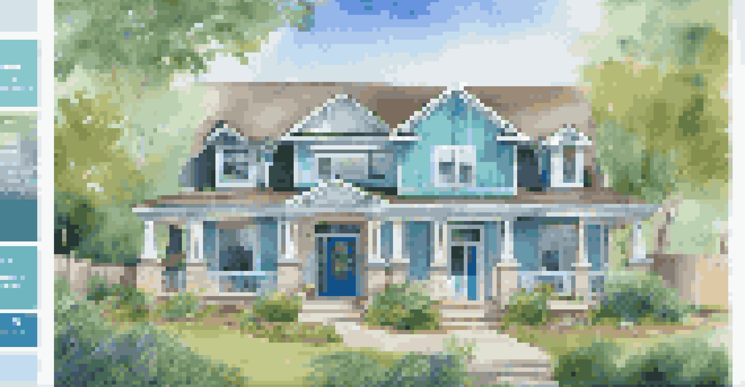 A colorful social media post featuring a stunning home for sale, highlighting a live virtual tour invitation.