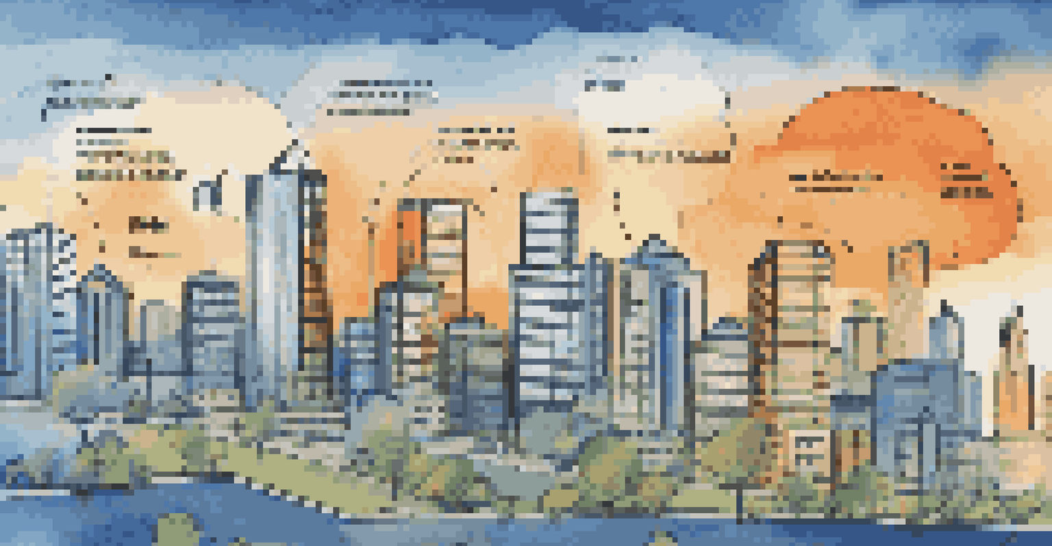 An infographic illustrating proactive crisis communication steps for real estate, set against a sunset city skyline.