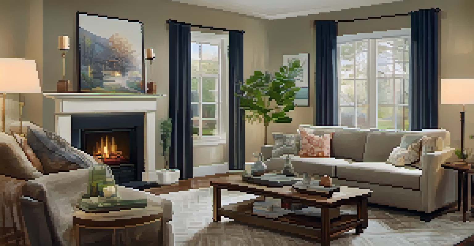 A family sitting in a living room discussing mortgage options, with brochures on the coffee table and soft lighting.