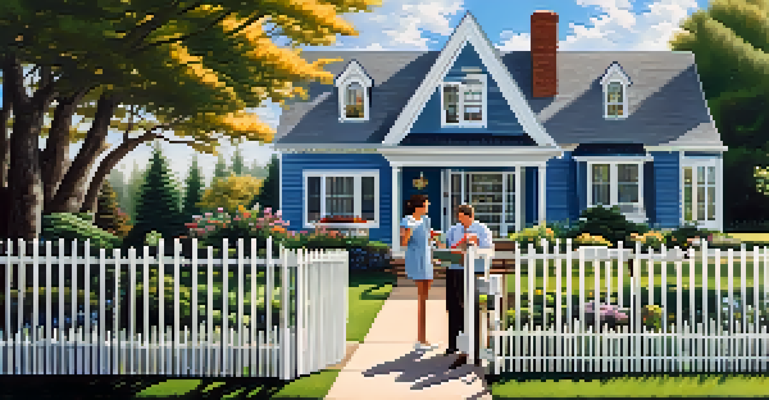 A young woman appraiser inspecting a suburban home with a clipboard in hand, surrounded by a beautiful garden.