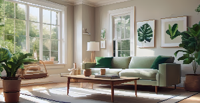 A cozy living room with a sofa, coffee table, and a property inspection report, illuminated by natural light.