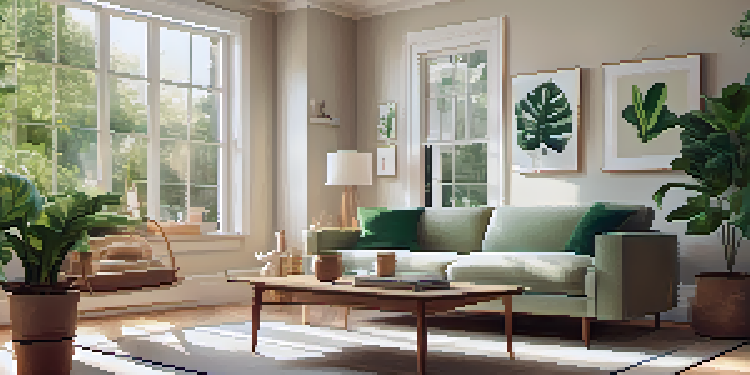 A cozy living room with a sofa, coffee table, and a property inspection report, illuminated by natural light.
