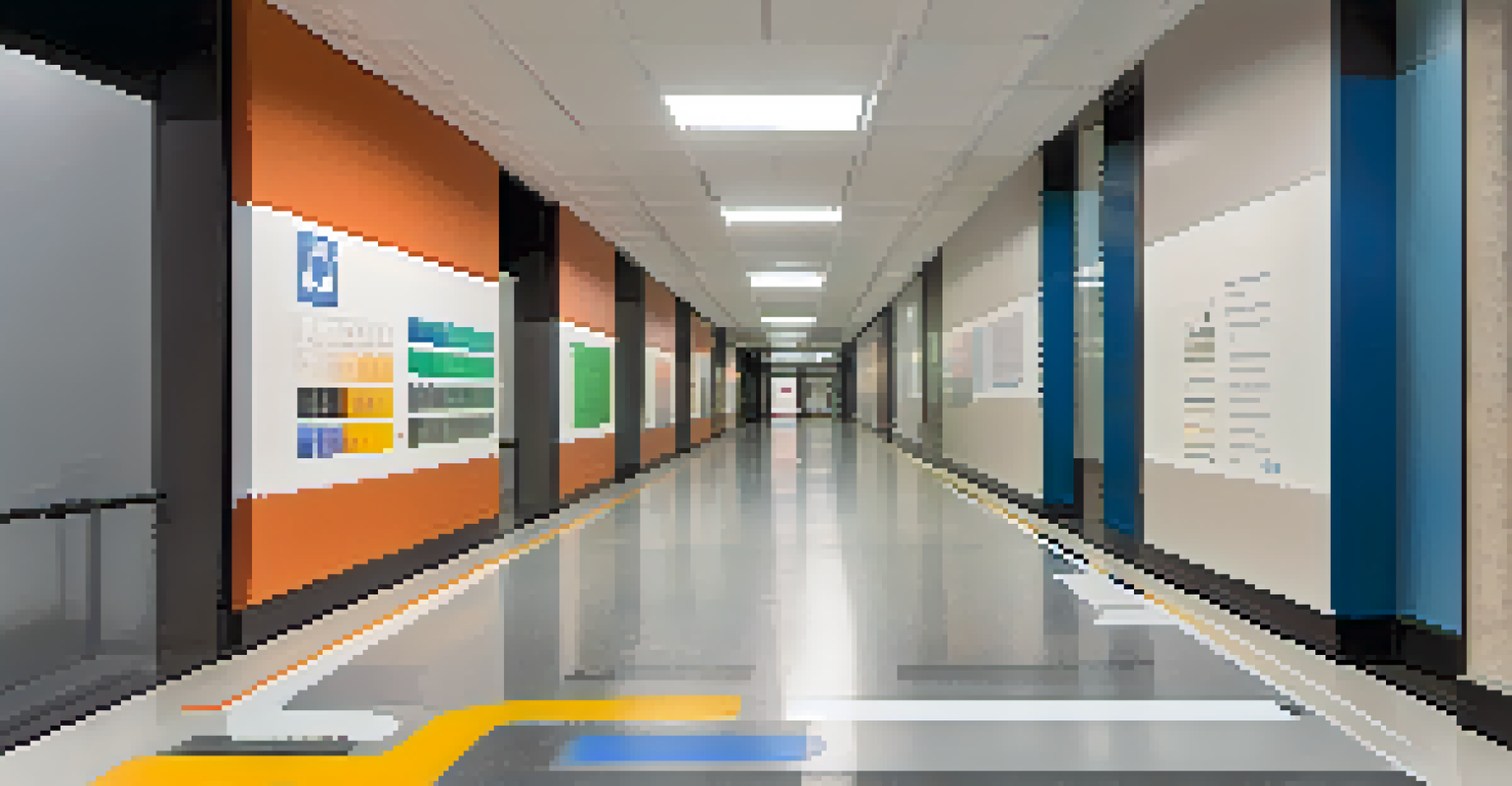 A pathway with contrasting colors, tactile indicators, and clear signage, promoting accessibility for all users.