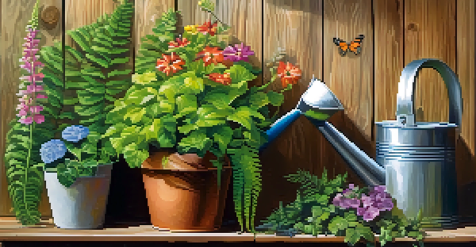 A vertical garden on a wooden wall with colorful flowers and greenery, illuminated by sunlight.