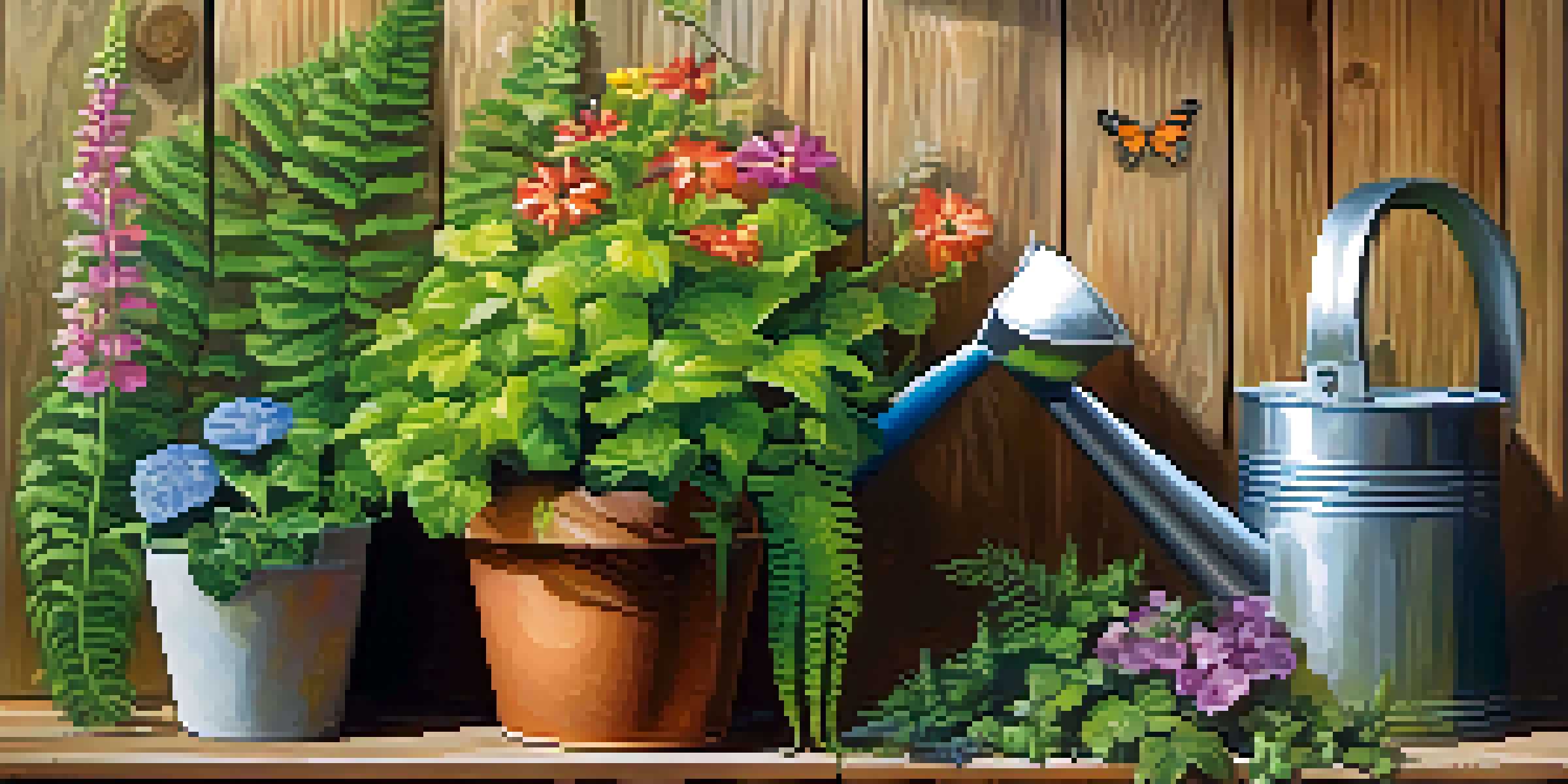 A vertical garden on a wooden wall with colorful flowers and greenery, illuminated by sunlight.