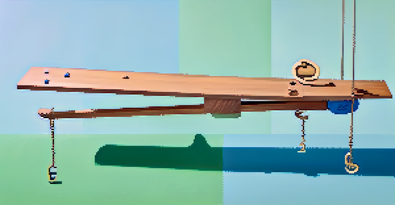 An abstract seesaw balancing interest rates and inflation, with numbers and symbols around it, set against a gradient blue and green background.