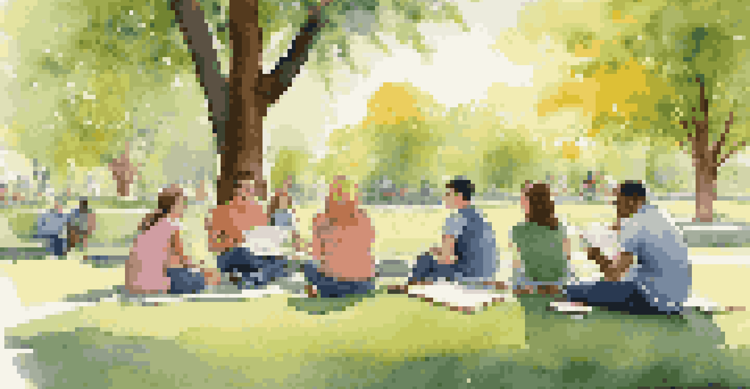 Friends discussing volunteer experiences and tax benefits in a sunny park setting, surrounded by greenery and flowers.