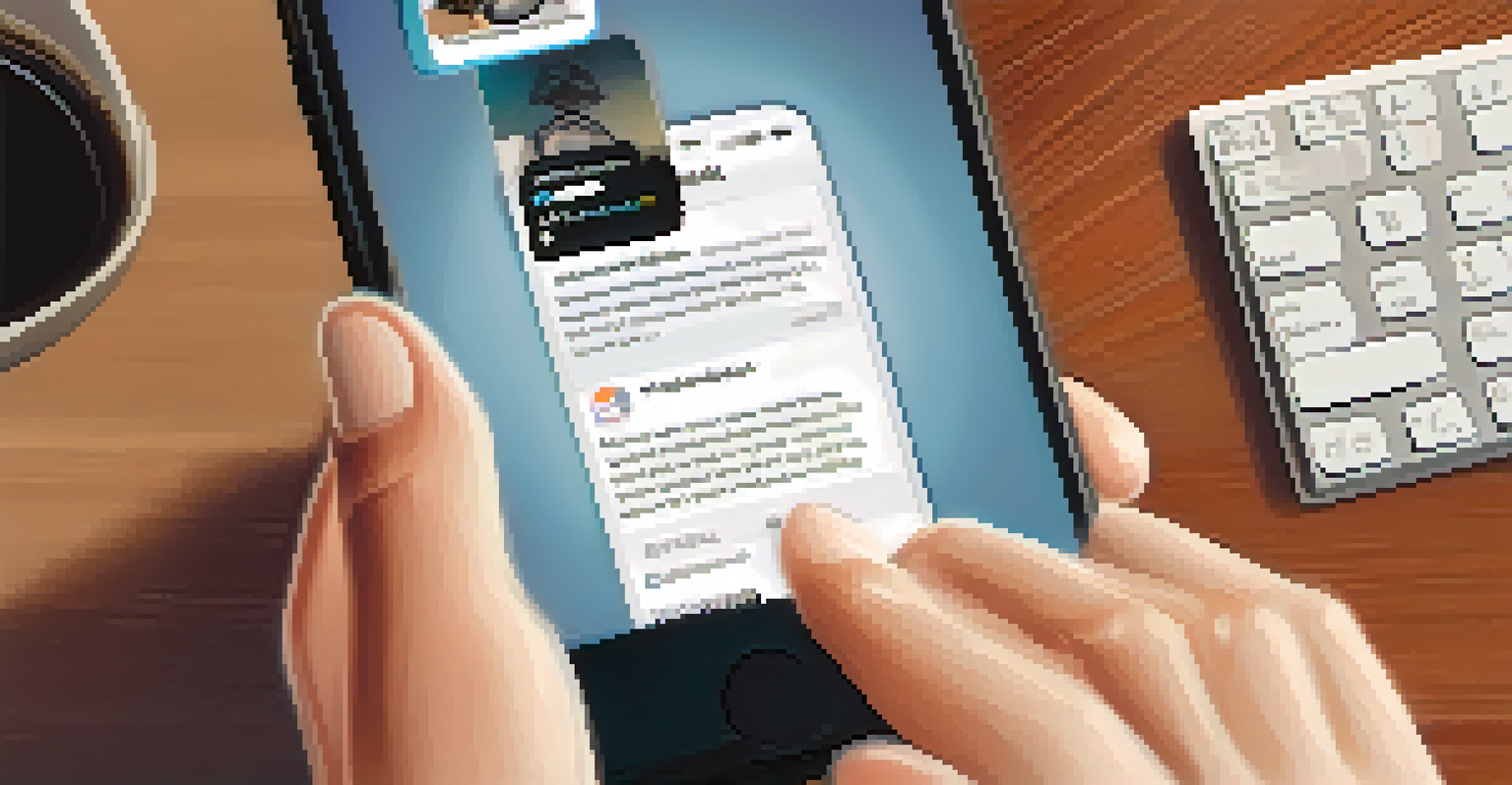 A close-up of a smartphone showing social media privacy settings, with hands making adjustments in a home office setting.