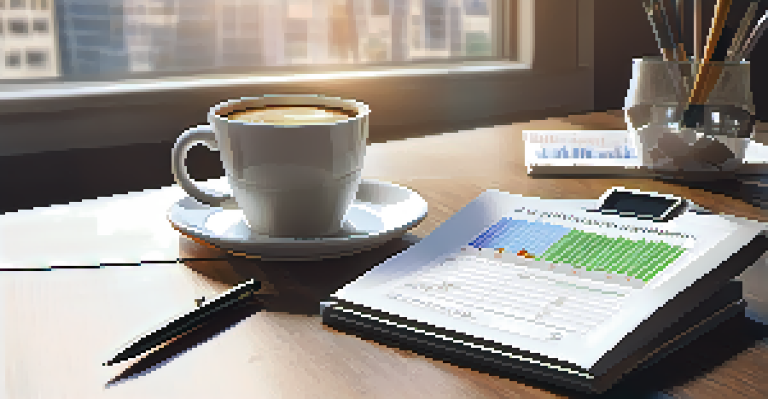 A close-up of a person reviewing an appraisal report with office supplies on a desk.