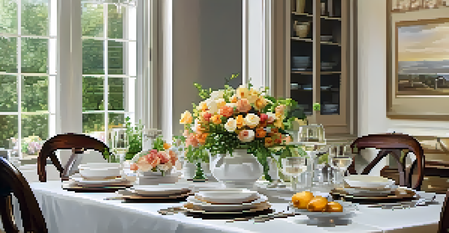 A dining table set for an open house with elegant decor and refreshments.