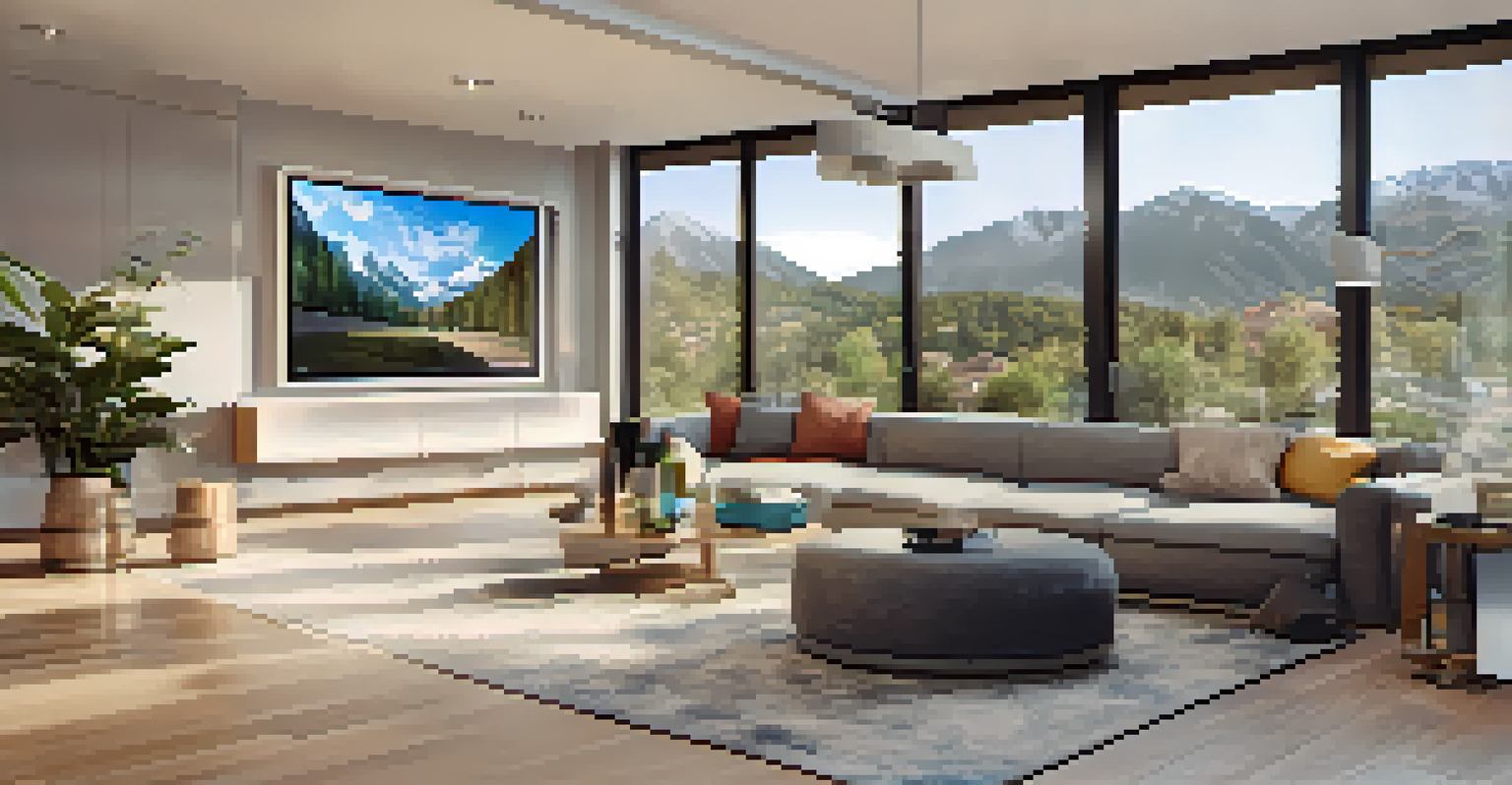 A person using a virtual reality headset to explore a 3D property with modern furniture.