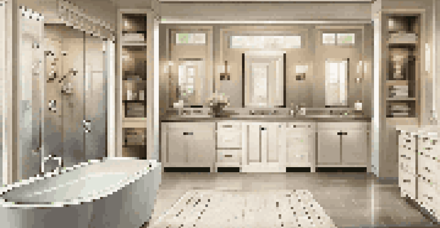 A luxurious bathroom featuring a freestanding tub, double vanity, and walk-in shower, all in soothing neutral colors.