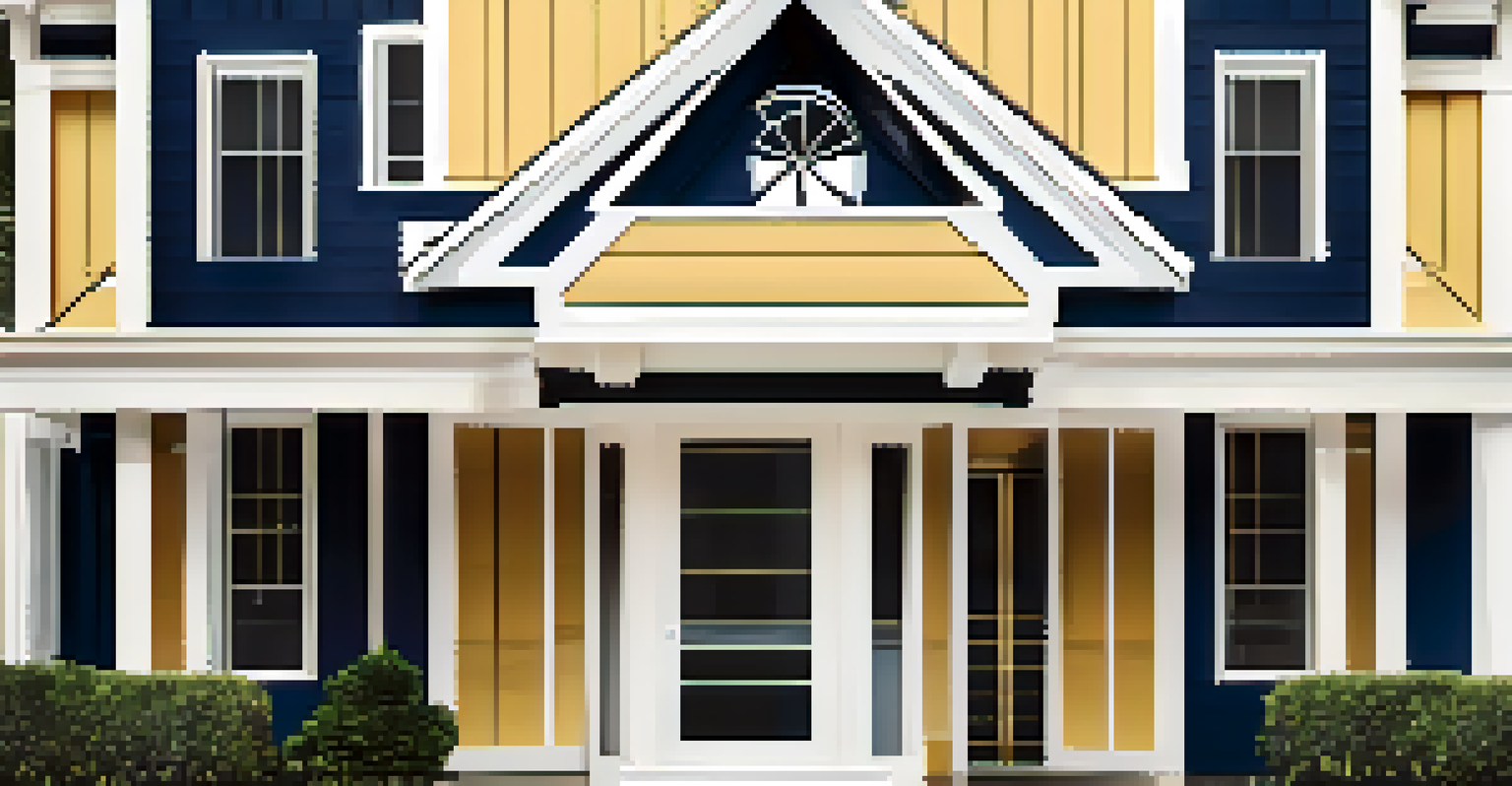 A stylish logo for a real estate flipping business, showcasing a house silhouette and dollar sign in navy blue and gold colors.