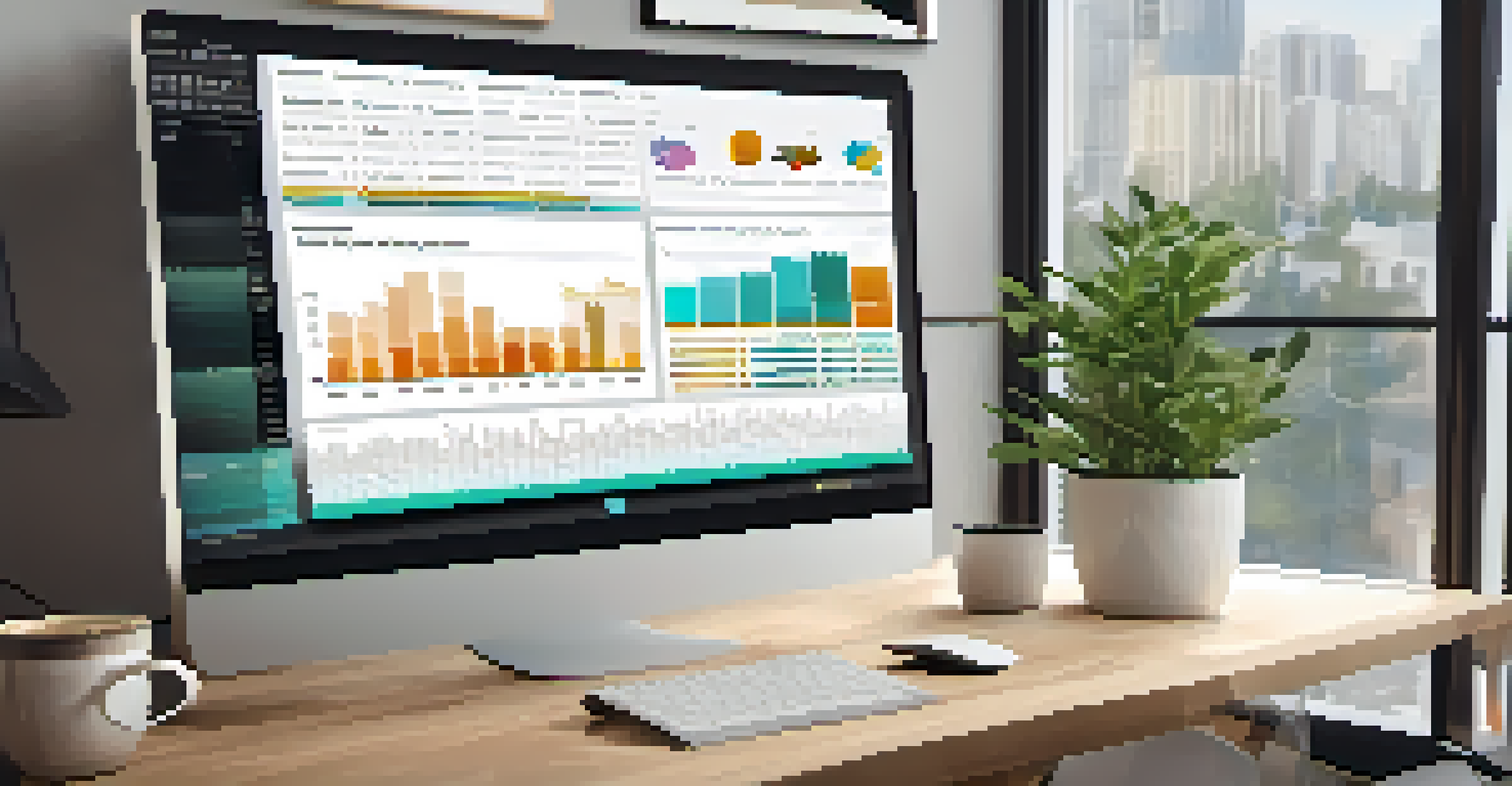 Close-up of a computer screen displaying real estate market data analytics in a modern home office.