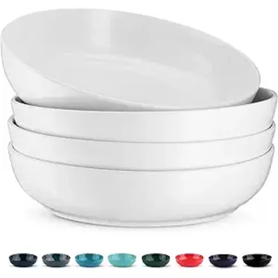 KooK Large Ceramic Pasta & Salad Bowls, Set of 4