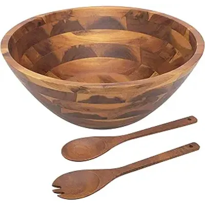 AIDEA Large Acacia Wood Salad Bowl with Serving Utensils