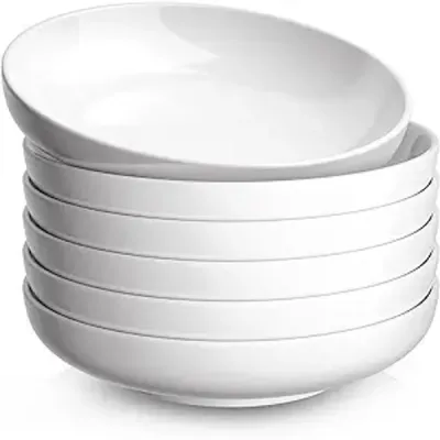 Quatish 35 oz Porcelain Pasta Bowls, Set of 6