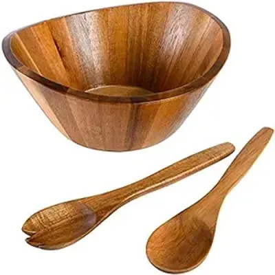Gibson Home Sherwood 3-Piece Acacia Wood Salad Bowl Set
