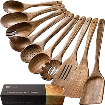 10-Piece Acacia Wooden Cooking Utensil Set